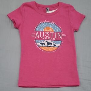 Next Level Apparel Pink Kids T-Shirt with Austin Texas Design